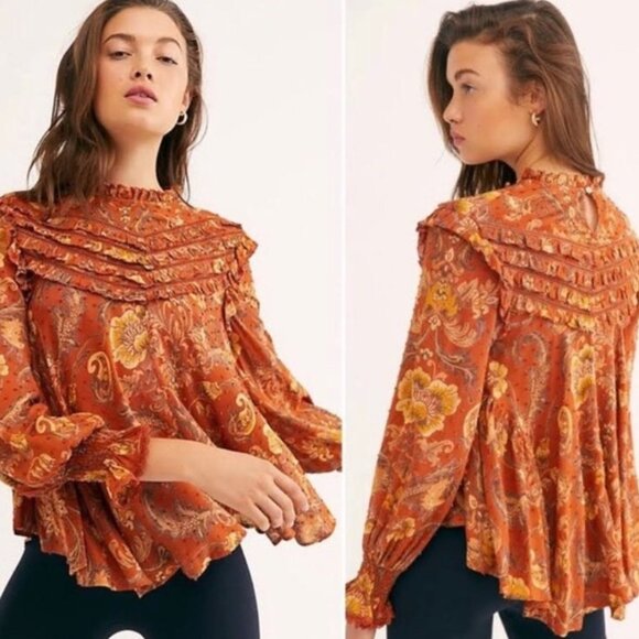 Spell Tops - Spell & the Gypsy Aurora Blouse in Burnt Umber XS NWT